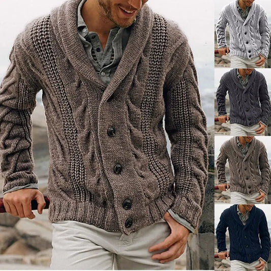 Knitted Cardigan Men's Single-breasted Loose Models Coarse Needle Sweater Men's Spring and Fall Outer Wear Mens Clothes
