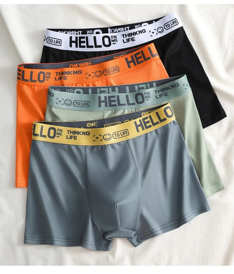 Men's Mid-Waist Thin Briefs Breathable Comfortable Large Size Sports Boxer Shorts Youth Flat Briefs Underwear Polyester Fiber