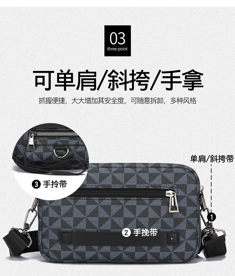 Business Men's Clutch Bags High Quality PU Leather Man's Small Shoulder Bag Multi-Functional Men Handbag Bag With Waist Strap