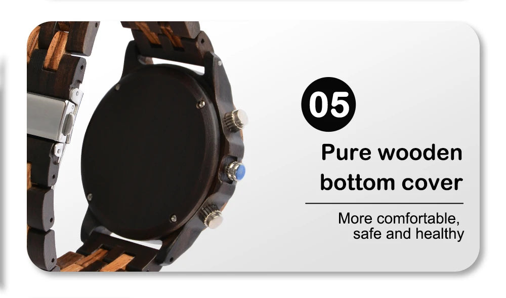 Man's Watches Wooden Watch Strap Hand Watch Quartz Wrist Watch for Men Chronograph  Luxury Brand montre homme Gift Drop Shipping