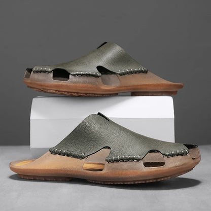 New Quality Leather Non-Slip Slippers Men Beach Sandals Comfortable Summer Shoes Men Slippers Classics Men Flip Flops Big Size