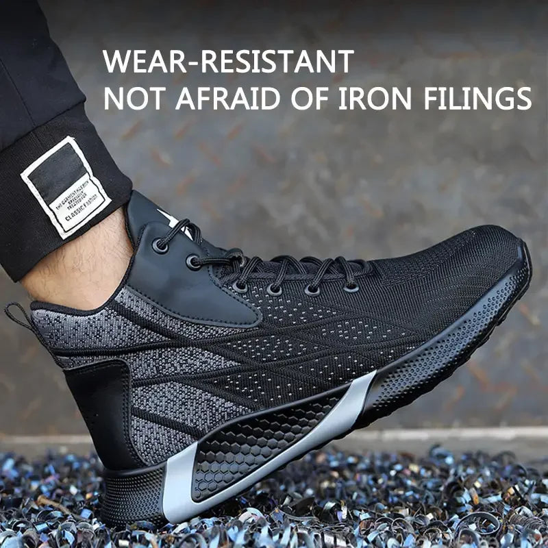 Man Safety Shoes Puncture-Proof Work Sneakers Lightweight Work Shoes Men Steel Toe Anti Smash Safety Boots Indestructible Shoes