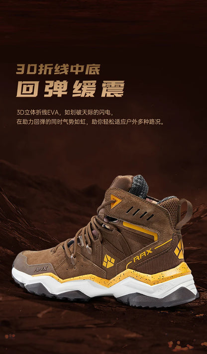 RAX Men Hiking Shoes Mid-top Waterproof Outdoor Sneaker Men Leather Trekking Boots Trail Camping Climbing Hunting Sneakers Women