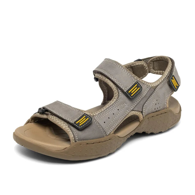 New Mens Summer Sandals High Quality Outdoor Walking Beach Sandals Roman Genuine Leather Casual Shoes Retro Comfortable Sneakers