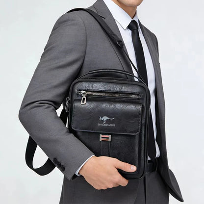 Compact Men's Leather Crossbody Bag, Lightweight Shoulder Bag with Multiple Pockets, Ideal for Travel and Commute Rugged Men's