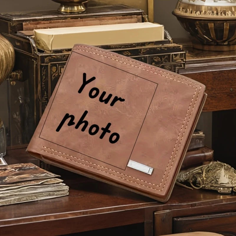 Custom Engraved Exclusive Personalized Photo Faux Leather Wallet - Men And Women/Couples/Parents/Gifts Universal,
