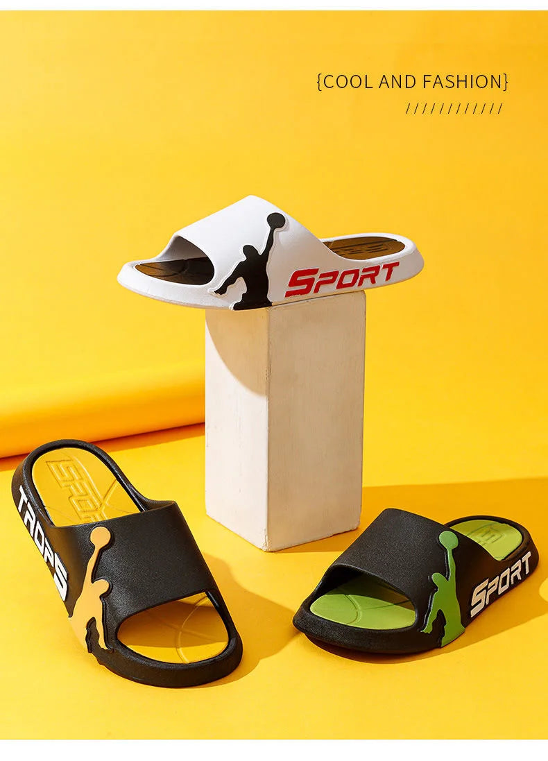 Fashion Men's Slippers PVC Soft Sole Non-slip Slides Casual Outdoor Beach Flip Flops Home Bathroom Couples Slippers New Sandal
