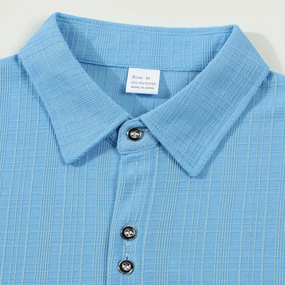 Men's Textured Woven Polyester Shirt Short Sleeve Turn Down Collar Button Down Casual Breathable Summer Beach Tops for Men