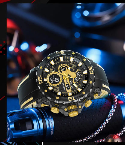 SMAEL 8136 50M Waterproof Military Watch for Men - LED Backlight Alarm Chronograph Stopwatch Shockproof Outdoor