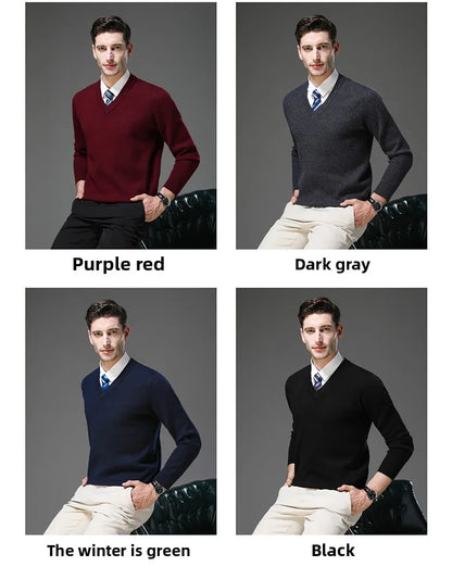 Top Grade Thick Anti-Pilling New Fashion Brand Autum Winter Knit Pullover Men Slim Fit Sweater Business Casual Woolen Jumper