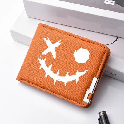Cartoon Printed PU Leather Men's Wallet with Multiple Card Slots Slim Funny Expression Design Fashionable Compact Wallet