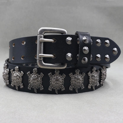 Heavy Metal Punk Belt Genuine Leather Hip Hop Belts For Men Cross Rivet Jeans belt male Strap Ceinture Homme designer belt