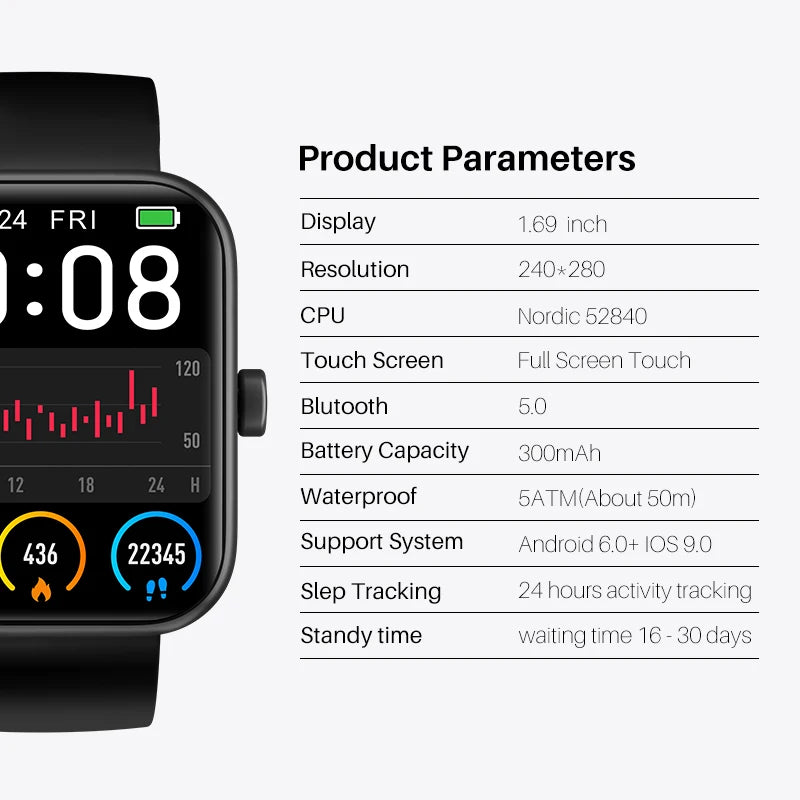 Refurbished TOZO S2 Smartwatch Waterproof 5ATM Smart Watch Alexa Built-in Fitness Tracker Swim Sport Watch for Android IOS