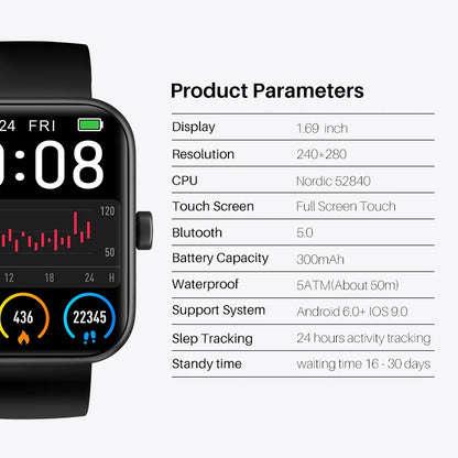 Refurbished TOZO S2 Smartwatch Waterproof 5ATM Smart Watch Alexa Built-in Fitness Tracker Swim Sport Watch for Android IOS