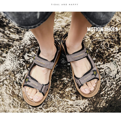 Genuine Leather Men Sandals Summer New Large Size Men Sandals Outdoor Men's Casual Shoes Fashion Sandals Slippers Big Size 38-48