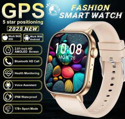 New For Android iOS Outdoor GPS SmartWatch Men 2.01" HD AMOLED Compass 420mAh 178+Sport Mode Waterproof Bracelet Smartwatch 2026