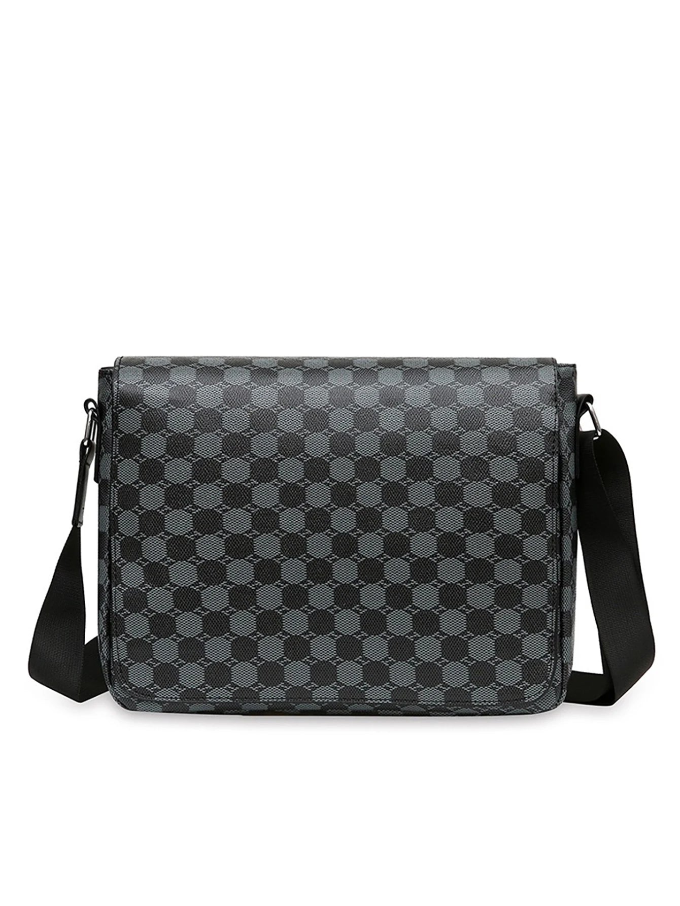 Men's Flap Shoulder Bag Fashion Casual Men's Crossbody Horizontal Business Briefcase Large Capacity Plaid Backpacks