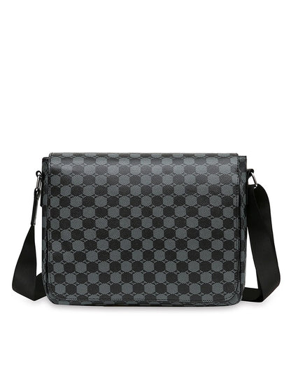 Men's Flap Shoulder Bag Fashion Casual Men's Crossbody Horizontal Business Briefcase Large Capacity Plaid Backpacks