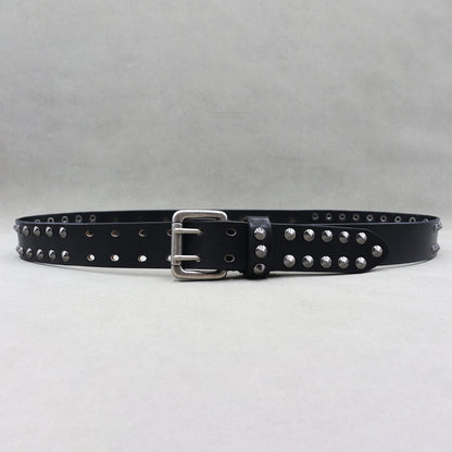 NEW Metal Rivet Cowboy Belt Genuine Leather Cowskin Men Belt Punk Rivet Jeans Belts For WOMEN Ceinture Homme Cinturones Hombre