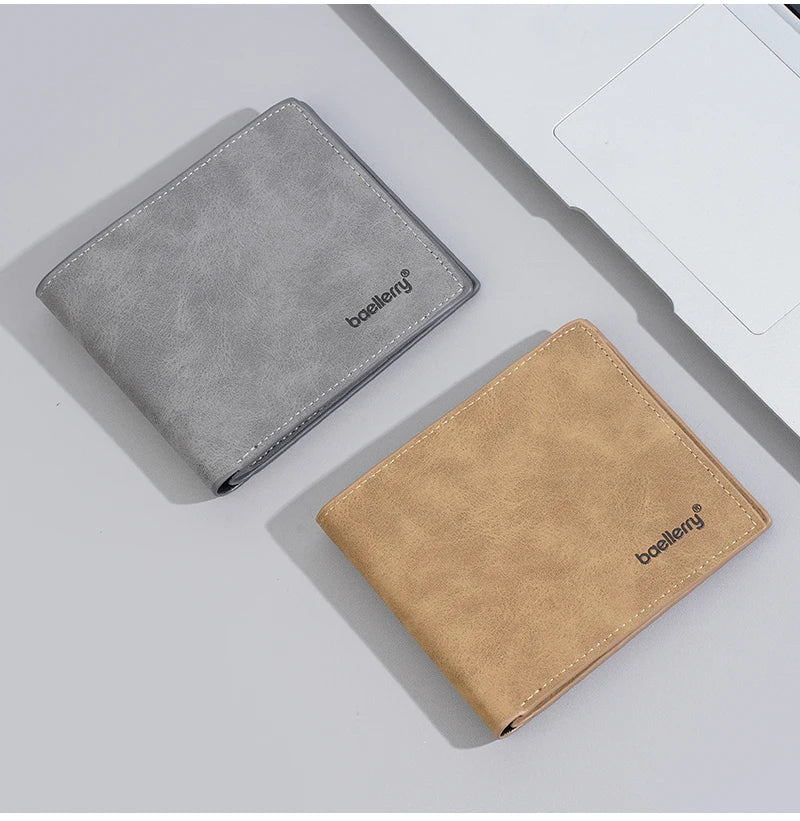 New Men's leather short wallet thin wallet Lightweight minimalist soft wallet