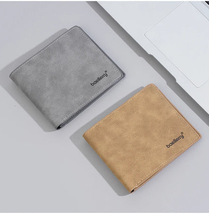 New Men's leather short wallet thin wallet Lightweight minimalist soft wallet