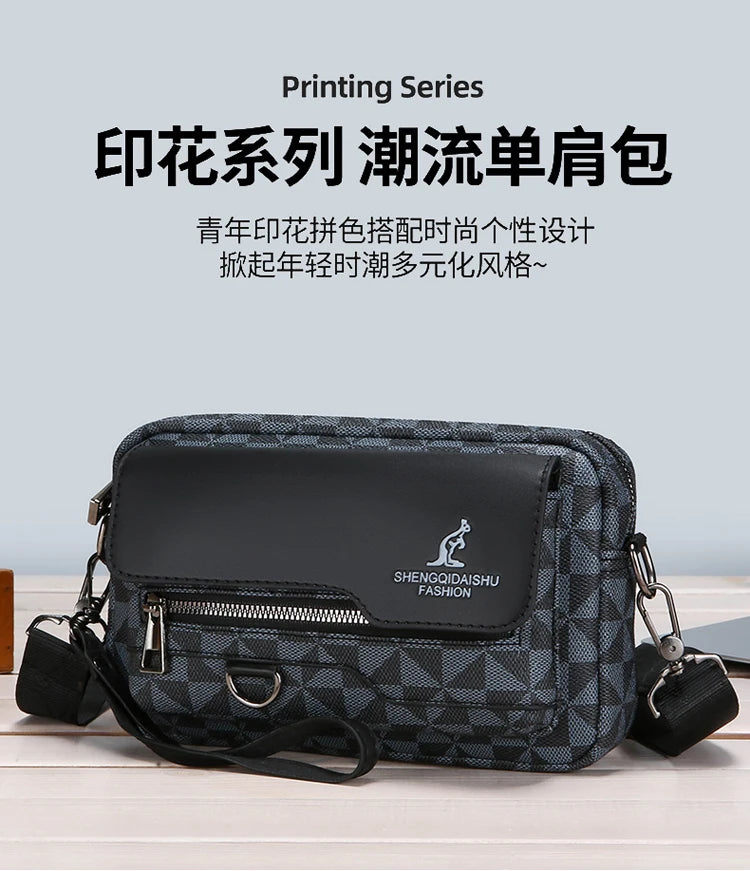 Business Men's Clutch Bags High Quality PU Leather Man's Small Shoulder Bag Multi-Functional Men Handbag Bag With Waist Strap