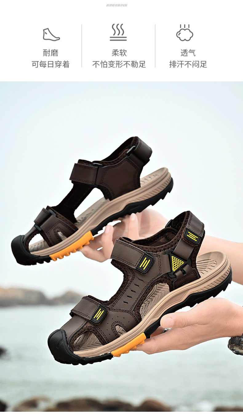 Summer Men Sandals Genuine Leather Mens Casual Shoes Outdoor Men Leather Sandals for Men Beach Shoes Roman mens Shoes