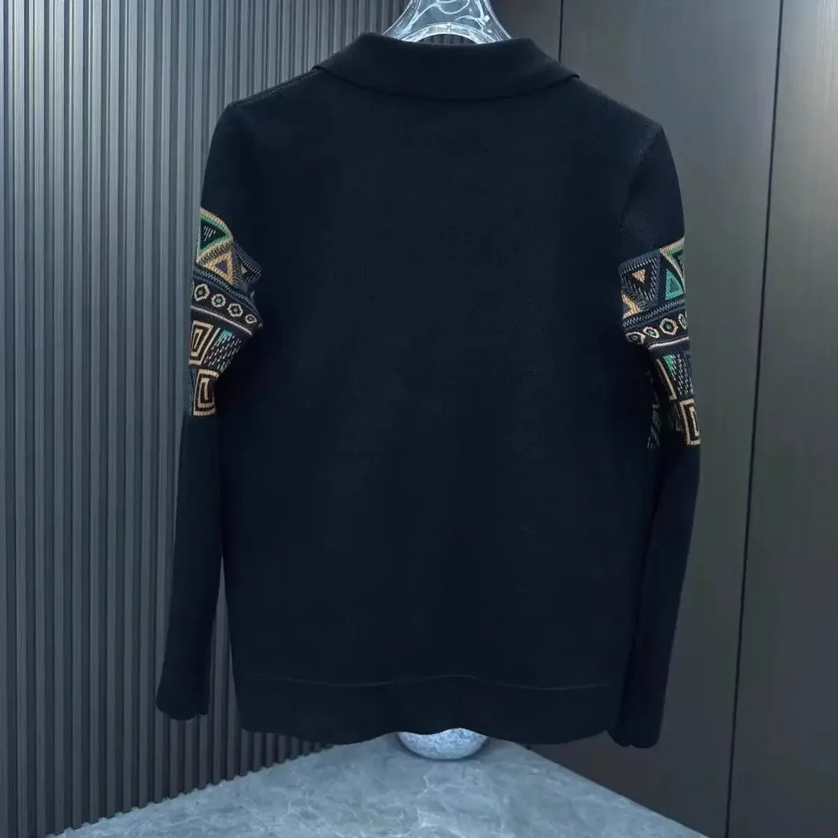 Men's Clothing Cardigan Black Knit Sweater Male Graphic Button No Hoodie Korean Fashion Over Fit Baggy Old Street Maletry Neck X