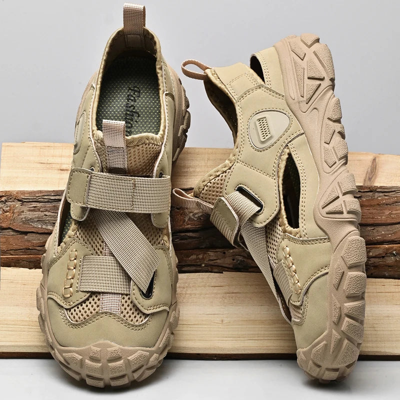 Comfort Men Mesh Sandals Lightweight Summer Shoes Outdoor Quick-Dry Wading Aqua Shoes Non-Slip Travel Beach Flats  Daily Sandals