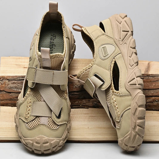 Comfort Men Mesh Sandals Lightweight Summer Shoes Outdoor Quick-Dry Wading Aqua Shoes Non-Slip Travel Beach Flats  Daily Sandals