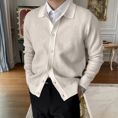 Mens Cardigan Sweater Long Sleeve Button Down Casual Collared Slim Fit Knit Sweater