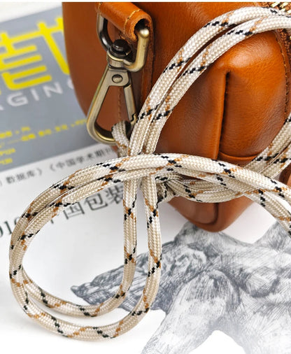 Men's Coin Purse, Genuine Leather Mini Coin Wallet Zipper Pocket with Back Belt Loop Lanyard, Lightweight Keychain Pouch for Men