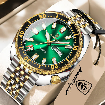 POEDAGAR Luxury Quartz Men Clock Waterproof Luminous Business Man Wristwatch Stainless Steel Date Week Sport Men's Watches Reloj