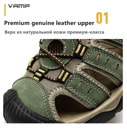New Men's Sandals Soft Genuine Leather Sandals Shoes Men Large Size Outdoor Summer Shoes Comfort Beach Sandals Roman Men Shoes
