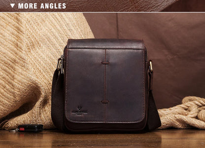 Fashion Crazy Horse Leather Men's Messenger Bag Flap Large Capacity Crossbody Bag Top Quality Shoulder Bag Sling Bag Tote