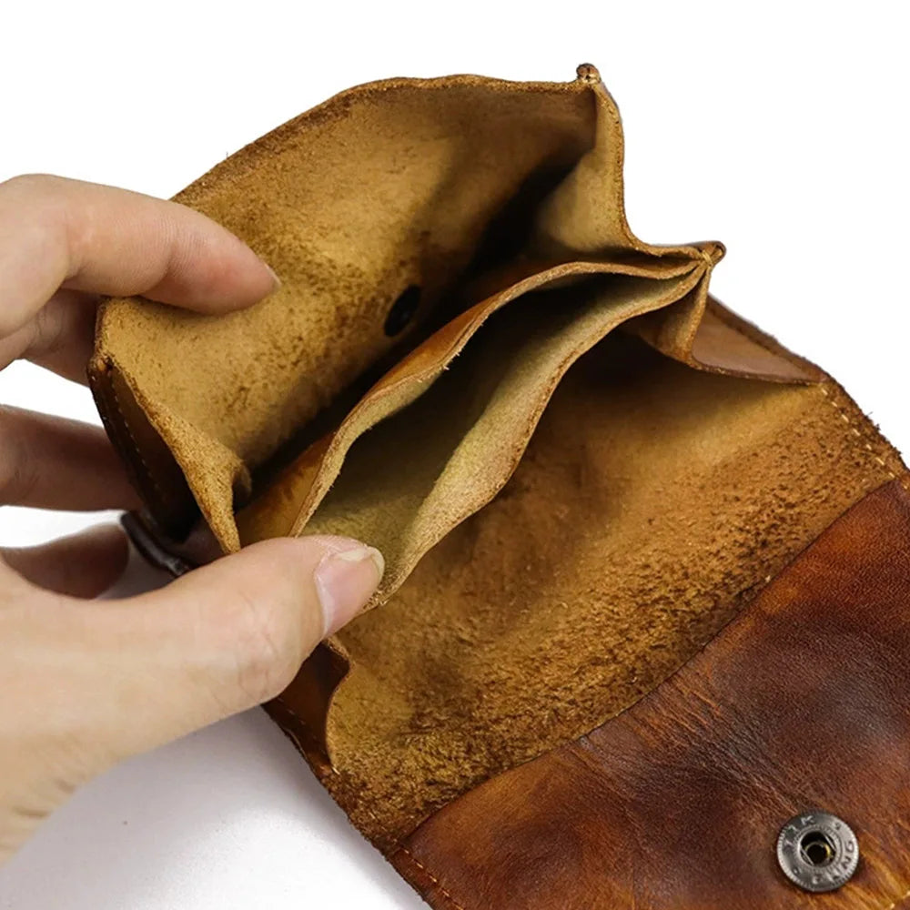 New Simple Men Wallets High Quality Genuine Cow Leather Coin Pocket Retro Handmade Male Purses Card Holder Men's Money Clips