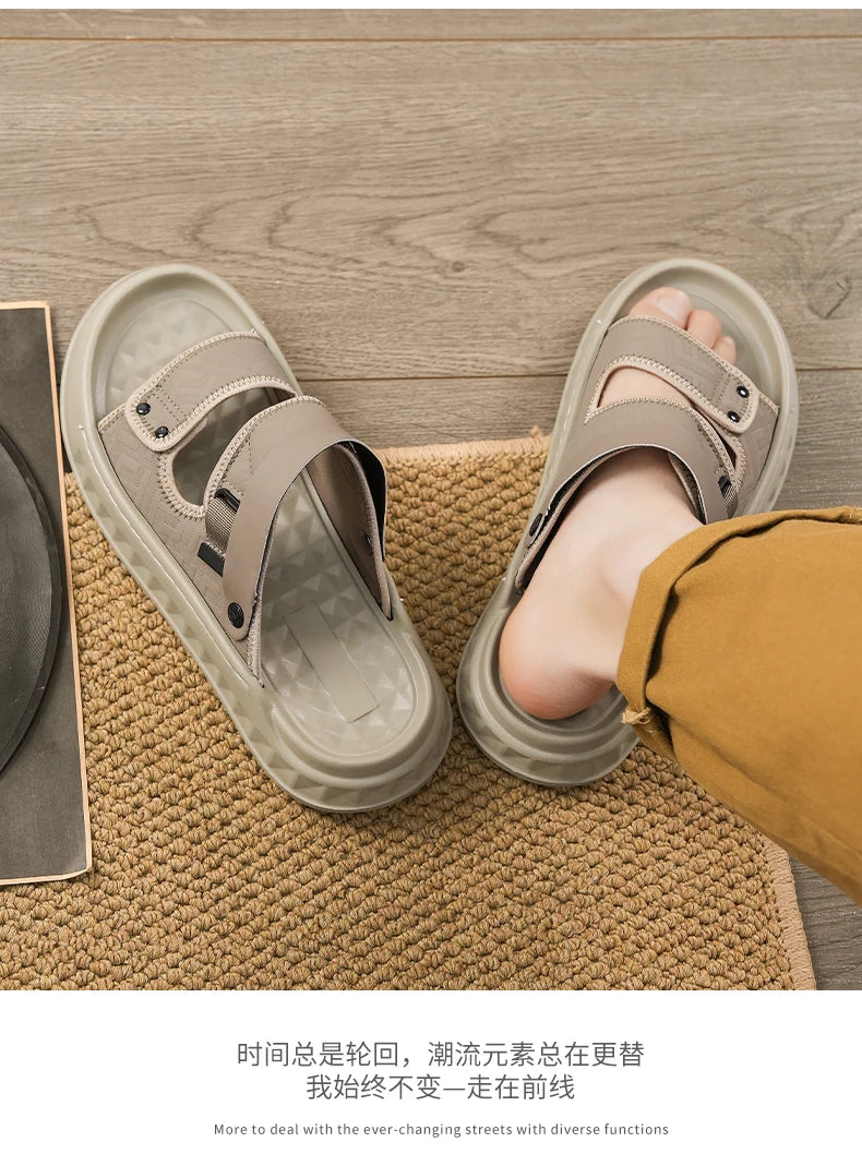 Men's casual slip on sandals summer soft-sole breathable lightweight outdoor walking shoes fashion sports Dual-purpose slippers