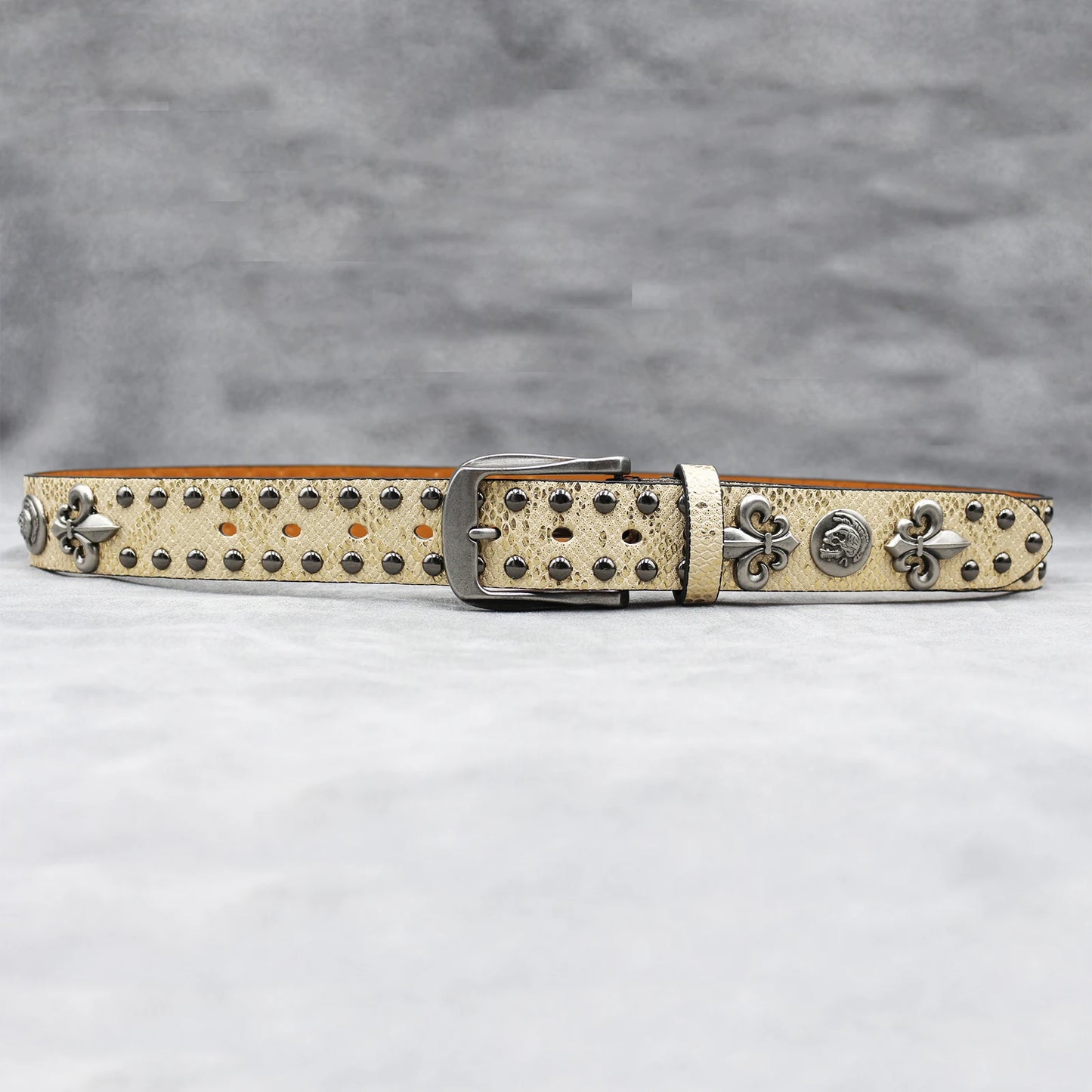 Y2K Leather Rivet Belt Golden Cross  Fashion Women's Studded Belts High Quality Female Leather Rock Women Strap For Jeans