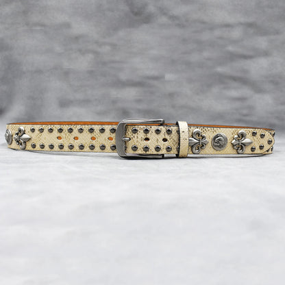 Y2K Leather Rivet Belt Golden Cross  Fashion Women's Studded Belts High Quality Female Leather Rock Women Strap For Jeans