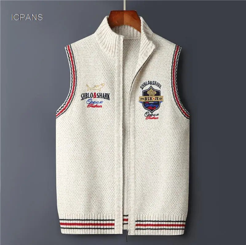 Cardigan Knitted Vest jacket Sweater Men Korea Clothing Casual Sleeveless Jackets Male Pullover Kint Wear Outwear Autumn