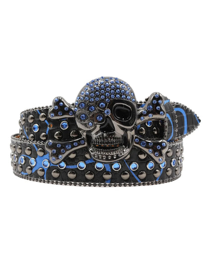 Rhinestone belt Skull Designer Belt Fashion Luxury Mens Belt and Lady Leather Decorated with Colorful Diamonds