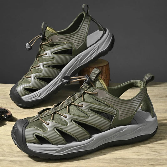 Water-wading quick-drying Baotou Sandals for men 2026 new summer soft soles wearing lightweight non-slip beach shoes for men 46