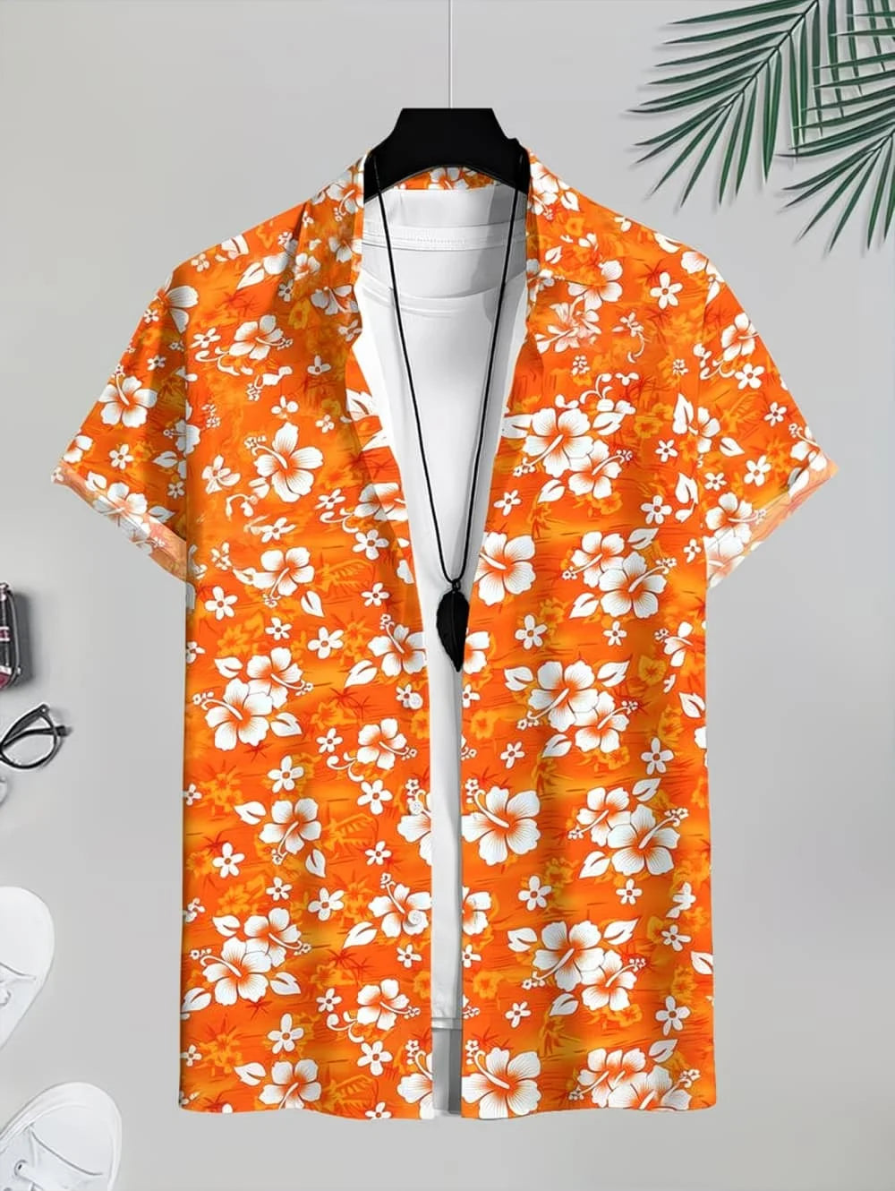 Men's Coconut Tree Graphic Print Short Sleeve Lapel Shirt Tops Men's Casual Button-Down Shirts for Summer Daily Wear Men Clothes