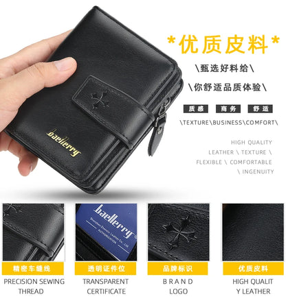 New Business Men Wallets Zipper Card Holder High Quality Male Purse New PU Leather Vintage Coin Holder Men Wallets