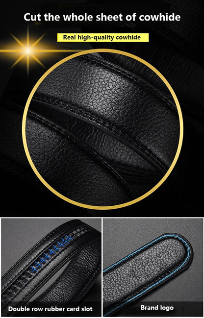 Mens Belt Material Metal Rotatable Buckle  Leather Belt High Quality Men Business Belt Golden Waist Buckle Rhinestone De