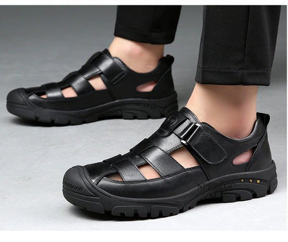 Classic High Quality Cow Leather Sandals Summer Outdoor Handmade Men Sandals Fashion Comfortable Men Beach Leather Shoes