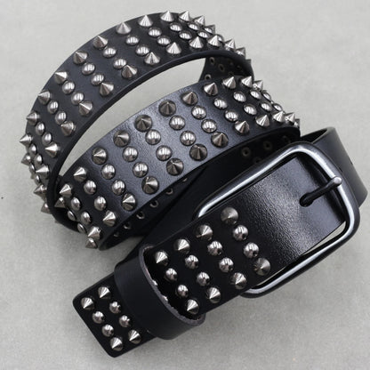 Metal Rivet Cowboy Belt Genuine Leather Cowskin Men Belt Punk Rivet Jeans Belts For Men Ceinture Homme Cinturones Hombre