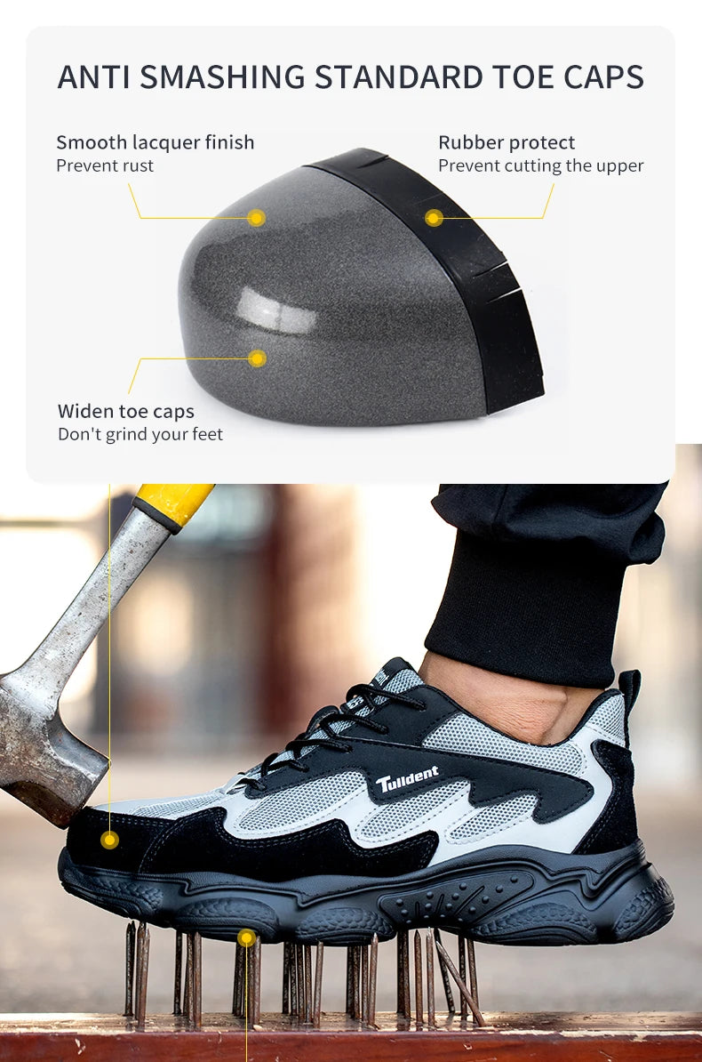 Safety Shoes, Puncture and Smash Resistant Work Shoes, Men's Protective Shoes, Wear-Resistant Work Boots