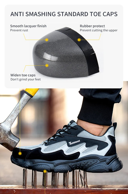Safety Shoes, Puncture and Smash Resistant Work Shoes, Men's Protective Shoes, Wear-Resistant Work Boots