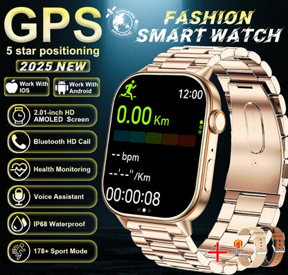 New For Android iOS Outdoor GPS SmartWatch Men 2.01" HD AMOLED Compass 420mAh 178+Sport Mode Waterproof Bracelet Smartwatch 2026